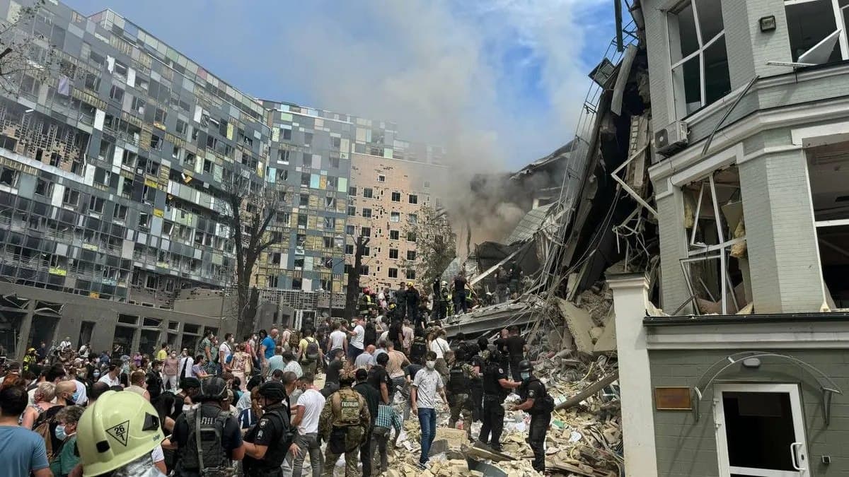 The 'Okhmatdit' Children's Hospital Building Damaged in Kyiv Due to Russian Attack