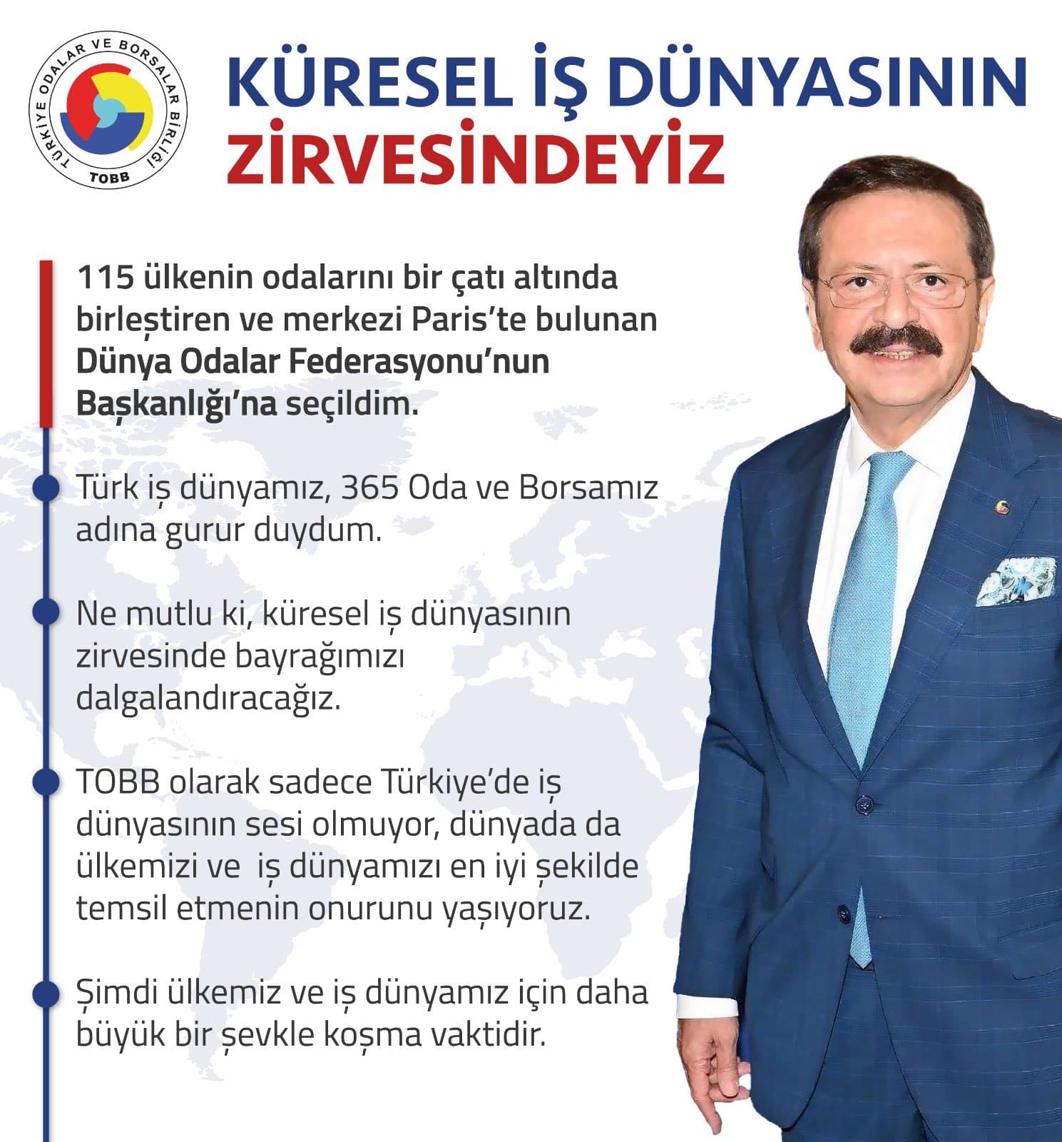 President of the Turkish Chamber of Commerce and Industry Elected as Head of the Federation of World Chambers of Commerce